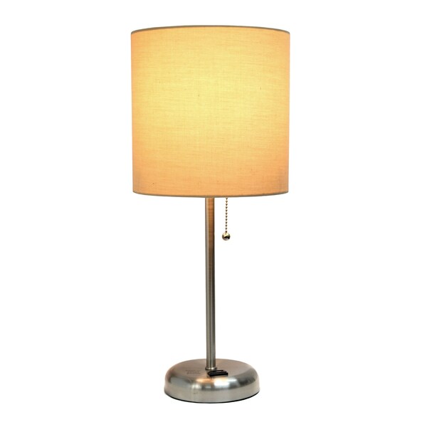 Stick Lamp With Charging Outlet, Tan